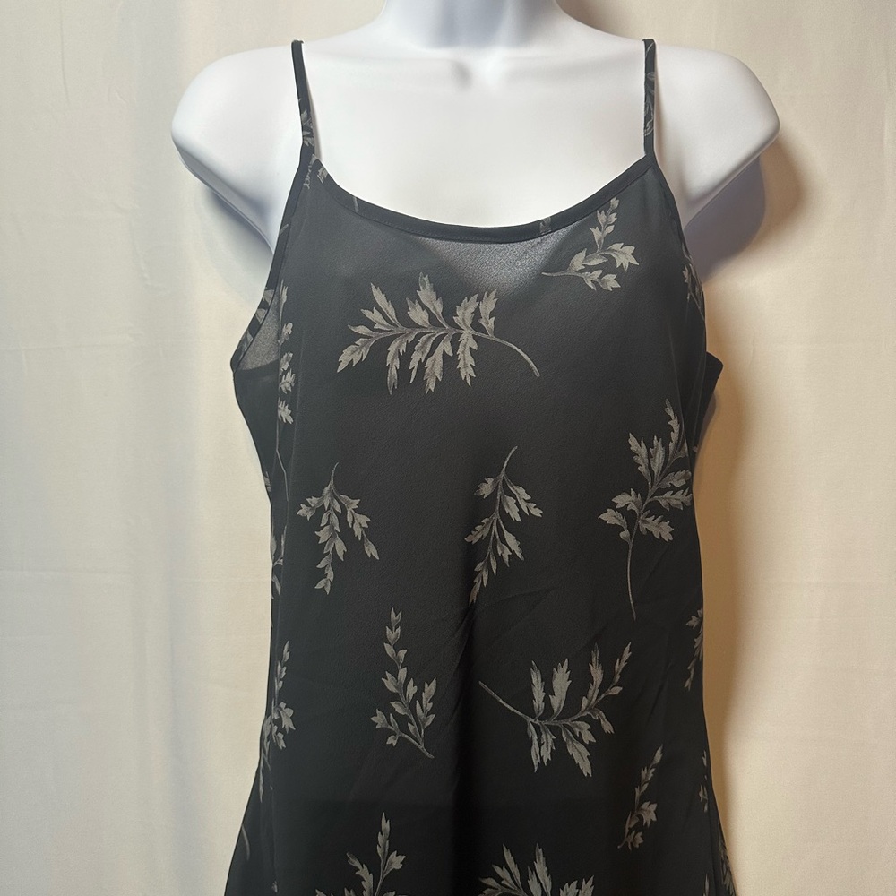 Vintage Victorias Secret Silk Maxi Slip Dress Y2K Leaf Print Sheer Long